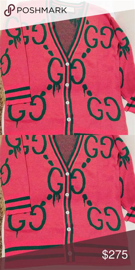 gucci fake sweatshirts simsion pink youth large|Gucci pink and green cardigan.